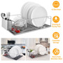 Dish Drying Rack Stainless Steel Dish Rack w/ Drainboard Cutlery Holder Kitchen Dish Organizer Dish Drying Rack Stainless Steel Dish Rack w/ Drainboard Cutlery Holder Kitchen Dish Organizer