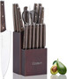 Kitchen Knife Sets, Cookit 15 Piece Knife Sets with Block for Kitchen Chef Knife Stainless Steel Knives Set Serrated Steak Knives with Manual Sharpener Knife Kitchen Knife Sets, Cookit 15 Piece Knife Sets with Block for Kitchen Chef Knife Stainless Steel Knives Set Serrated Steak Knives with Manual Sharpener Knife