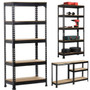 5-tier Metal Shelving Unit Adjustable Garage Storage Utility Rack Heavy Duty Shelves Organization Multipurpose Shelf Warehouse Basement Kitchen Living Room pantry 27.6"Wx12"Dx59"