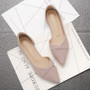 Women Flats Pink Black Pure Color Suede Leather Pointed Toe Office Lady Flat Heel Shoes Women Flats Pink Black Pure Color Suede Leather Pointed Toe Office Lady Flat Heel Shoes