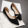 Women Flats Pink Black Pure Color Suede Leather Pointed Toe Office Lady Flat Heel Shoes Women Flats Pink Black Pure Color Suede Leather Pointed Toe Office Lady Flat Heel Shoes