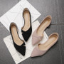 Women Flats Pink Black Pure Color Suede Leather Pointed Toe Office Lady Flat Heel Shoes Women Flats Pink Black Pure Color Suede Leather Pointed Toe Office Lady Flat Heel Shoes
