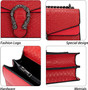 Crossbody Shoulder Square Purse For Women - Fashion Embossed Snake-Print Leather Handbag Metal Chain satchel Tote Bag  Crossbody Shoulder Square Purse For Women - Fashion Embossed Snake-Print Leather Handbag Metal Chain satchel Tote Bag