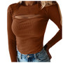 Autumn Sexy Women Blouses Chest Cutout Long-sleeved Ribbed Solid Color Tops Women Casual Tops Sexy Hollow Out Blouses Autumn Sexy Women Blouses Chest Cutout Long-sleeved Ribbed Solid Color Tops Women Casual Tops Sexy Hollow Out Blouses