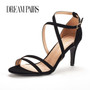 New Trend Women Sandals High Heels Pumps Shoes PU Leather Cross Strap Buckle Designer Shoe for Woman Black Elegant Party Sandals New Trend Women Sandals High Heels Pumps Shoes PU Leather Cross Strap Buckle Designer Shoe for Woman Black Elegant Party Sandals