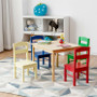 Kids 5 Pieces Table and Chair Set Wooden Children Activity Playroom Furniture Gift Kids 5 Pieces Table and Chair Set Wooden Children Activity Playroom Furniture Gift