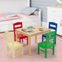 Kids 5 Pieces Table and Chair Set Wooden Children Activity Playroom Furniture Gift Kids 5 Pieces Table and Chair Set Wooden Children Activity Playroom Furniture Gift