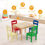 Kids 5 Pieces Table and Chair Set Wooden Children Activity Playroom Furniture Gift Kids 5 Pieces Table and Chair Set Wooden Children Activity Playroom Furniture Gift