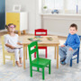 Kids 5 Pieces Table and Chair Set Wooden Children Activity Playroom Furniture Gift Kids 5 Pieces Table and Chair Set Wooden Children Activity Playroom Furniture Gift