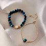 Blue Irregular Stone Stars Womens Layer Chain Bracelet Charm Bracelet Link Bracelet