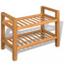 Shoe Rack with 2 Shelves Solid Oak Wood 19.5"x10.6"x15.7" Shoe Rack with 2 Shelves Solid Oak Wood 19.5"x10.6"x15.7"