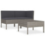 3 Piece Garden Lounge Set with Cushions Poly Rattan Gray 3 Piece Garden Lounge Set with Cushions Poly Rattan Gray