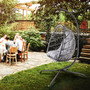 Swing Egg Chair with Stand Indoor Outdoor Wicker Rattan Patio Basket Hanging Chair with C Type bracket , with cushion and pillow Banned from selling on Amazon.(Black New arrivals within 10 days)