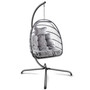 Swing Egg Chair with Stand Indoor Outdoor Wicker Rattan Patio Basket Hanging Chair with C Type bracket , with cushion and pillow Banned from selling on Amazon.(Black New arrivals within 10 days)