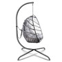 Swing Egg Chair with Stand Indoor Outdoor Wicker Rattan Patio Basket Hanging Chair with C Type bracket , with cushion and pillow Banned from selling on Amazon.(Black New arrivals within 10 days)