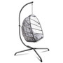 Swing Egg Chair with Stand Indoor Outdoor Wicker Rattan Patio Basket Hanging Chair with C Type bracket , with cushion and pillow Banned from selling on Amazon.(Black New arrivals within 10 days)