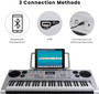 JMFinger 61 Keys Electronic Keyboards Portable Piano Keyboard for Beginners Set with Full Size Lighted Keys, Built-In Speakers, Microphone, OTG Cable, Music Stand, Keyboard Stand and Bench, Silver JMFinger 61 Keys Electronic Keyboards Portable Piano Keyboard for Beginners Set with Full Size Lighted Keys, Built-In Speakers, Microphone, OTG Cable, Music Stand, Keyboard Stand and Bench, Silver