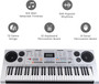 JMFinger 61 Keys Electronic Keyboards Portable Piano Keyboard for Beginners Set with Full Size Lighted Keys, Built-In Speakers, Microphone, OTG Cable, Music Stand, Keyboard Stand and Bench, Silver JMFinger 61 Keys Electronic Keyboards Portable Piano Keyboard for Beginners Set with Full Size Lighted Keys, Built-In Speakers, Microphone, OTG Cable, Music Stand, Keyboard Stand and Bench, Silver