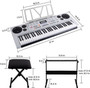 JMFinger 61 Keys Electronic Keyboards Portable Piano Keyboard for Beginners Set with Full Size Lighted Keys, Built-In Speakers, Microphone, OTG Cable, Music Stand, Keyboard Stand and Bench, Silver JMFinger 61 Keys Electronic Keyboards Portable Piano Keyboard for Beginners Set with Full Size Lighted Keys, Built-In Speakers, Microphone, OTG Cable, Music Stand, Keyboard Stand and Bench, Silver