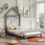 Twin Size Wood Platform Bed with House-shaped Headboard Twin Size Wood Platform Bed with House-shaped Headboard