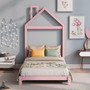 Twin Size Wood Platform Bed with House-shaped Headboard Twin Size Wood Platform Bed with House-shaped Headboard