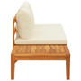 Patio Bench with Table Cream White Cushions Solid Acacia Wood Patio Bench with Table Cream White Cushions Solid Acacia Wood