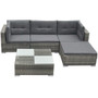 5 Piece Garden Lounge Set with Cushions Poly Rattan Gray 5 Piece Garden Lounge Set with Cushions Poly Rattan Gray