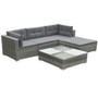 5 Piece Garden Lounge Set with Cushions Poly Rattan Gray 5 Piece Garden Lounge Set with Cushions Poly Rattan Gray