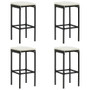 5 Piece Garden Bar Set with Cushions Black