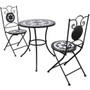 3 Piece Bistro Set Ceramic Tile Black and White 3 Piece Bistro Set Ceramic Tile Black and White