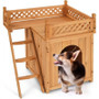 New Style Wood Pet Dog House With Roof Balcony And Bed Shelter New Style Wood Pet Dog House With Roof Balcony And Bed Shelter