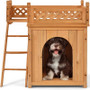 New Style Wood Pet Dog House With Roof Balcony And Bed Shelter New Style Wood Pet Dog House With Roof Balcony And Bed Shelter
