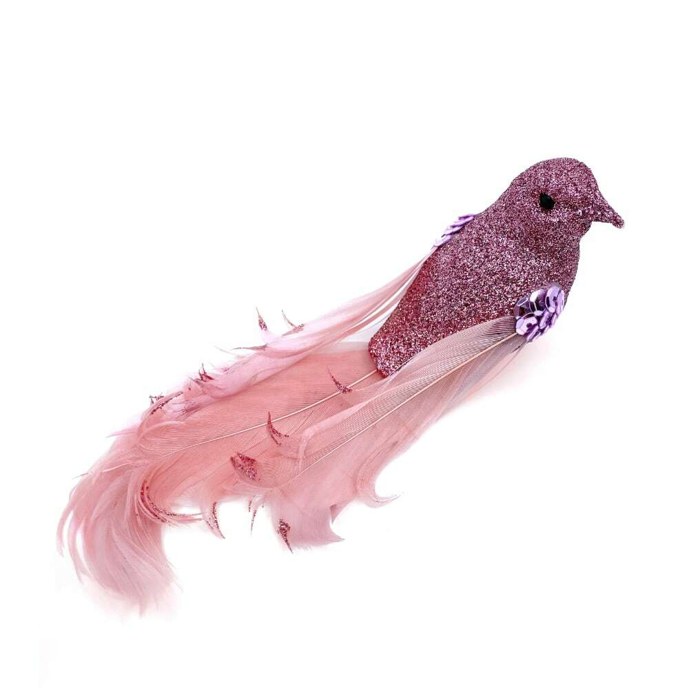 Rose Feather Tail Bird - 17cm - Christmas Elves Shop