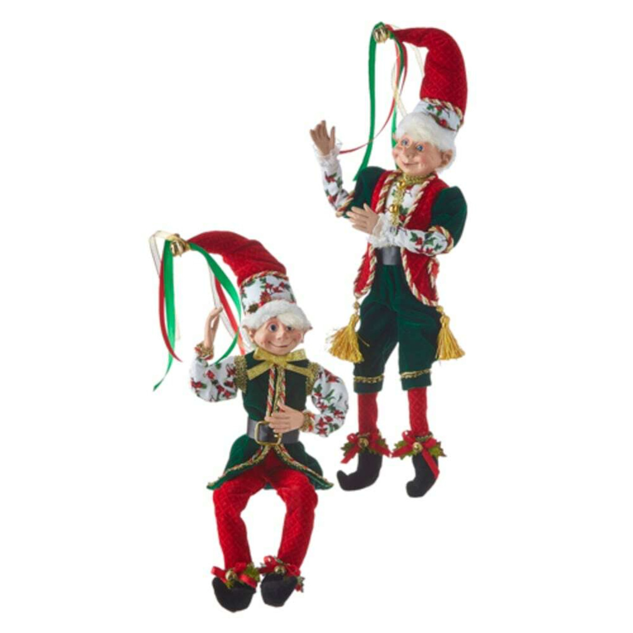 Christmas Holly Red And Green Posable Elf 