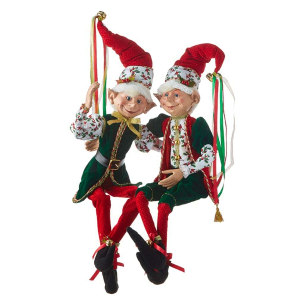 Christmas Holly Red And Green Posable Elf (2 Styles)