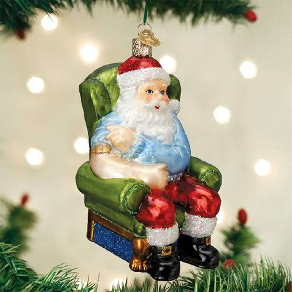 Santa Claus Covid Vaccinated Glass Ornament 12.5cm Christmas Elves