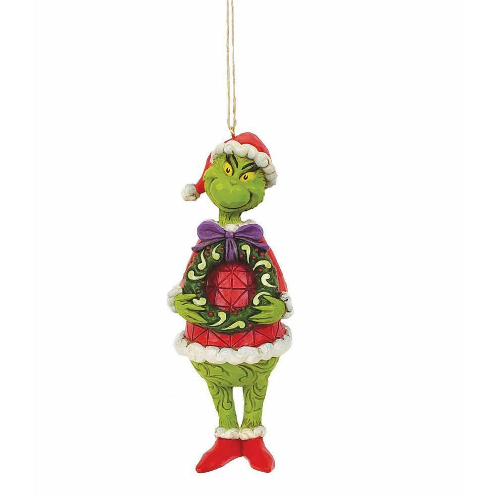 Dr Suess The Grinch Holding Wreath Hanging Ornament 