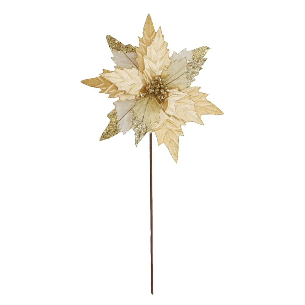 Gold Poinsettia With Stem 