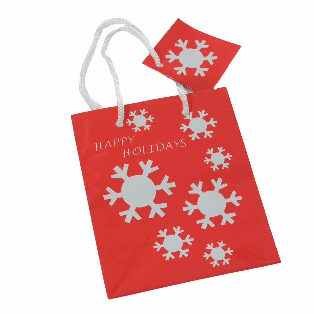 Happy Holidays Red Gift Bag 12cm Christmas Elves