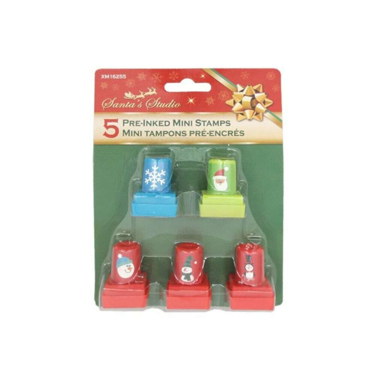 Christmas Stamps With Mini Pre-Ink Pad (Pack of 5) 