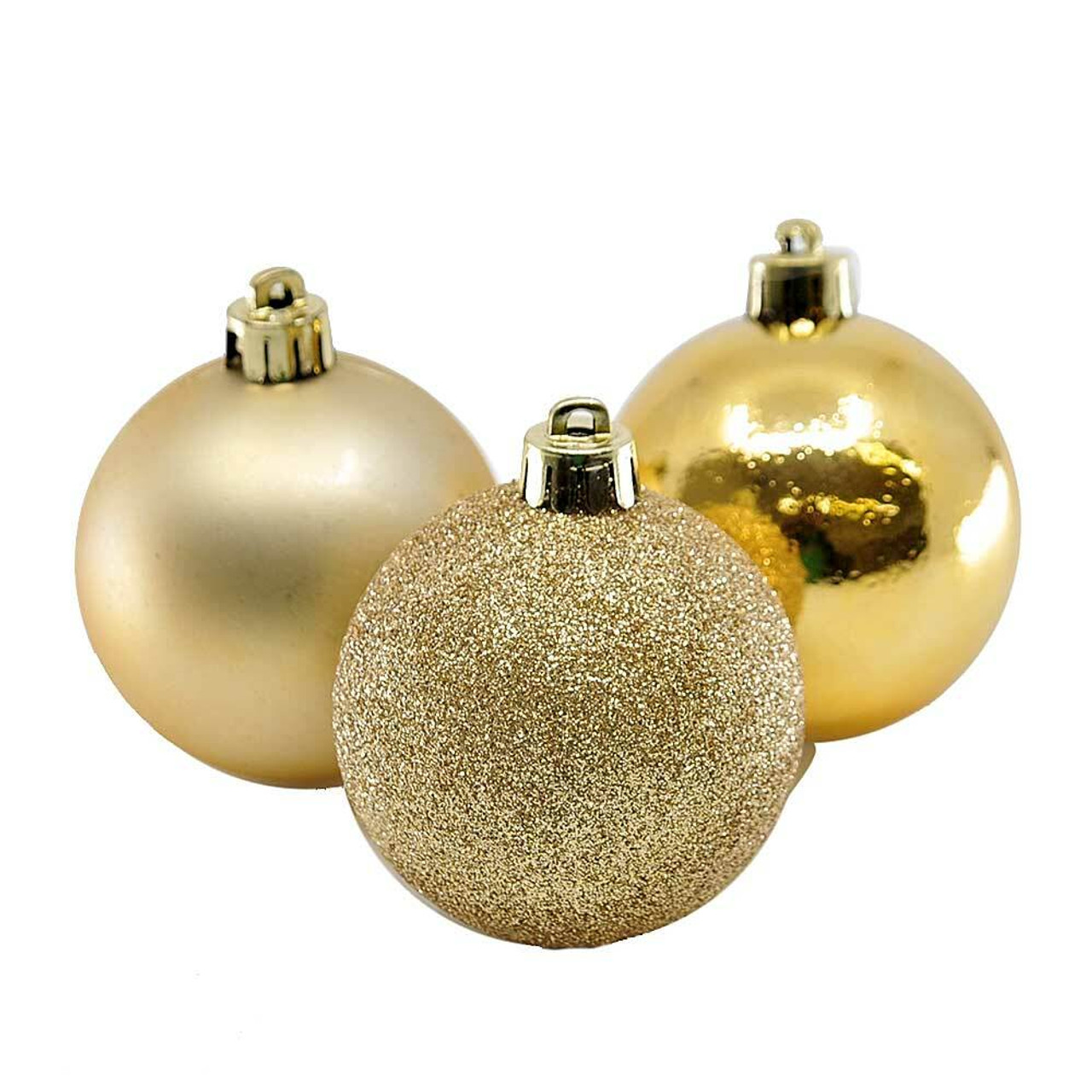Shiny, Matte & Glitter Gold Baubles (Pack of 24)