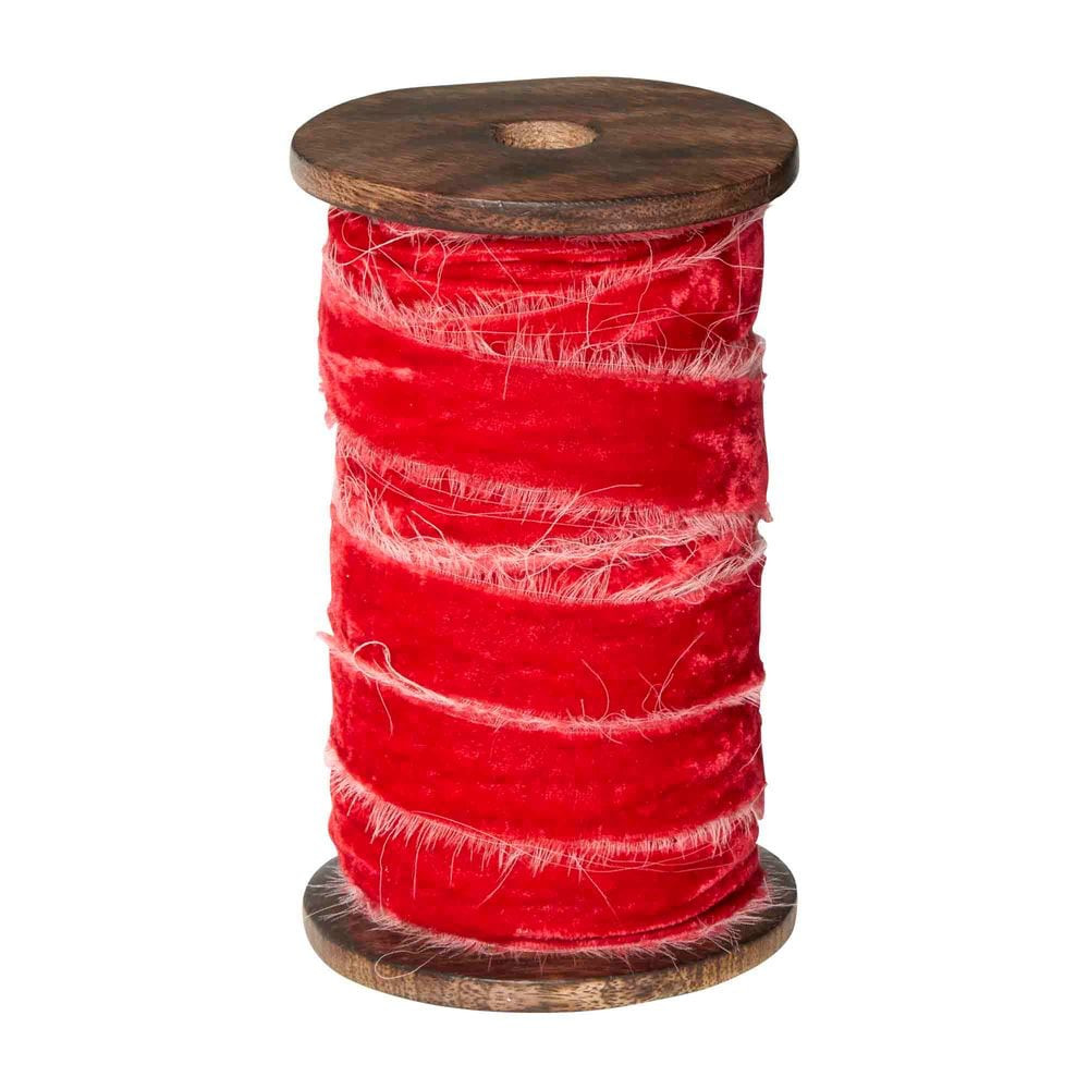 Red Frayed Velvet Ribbon 