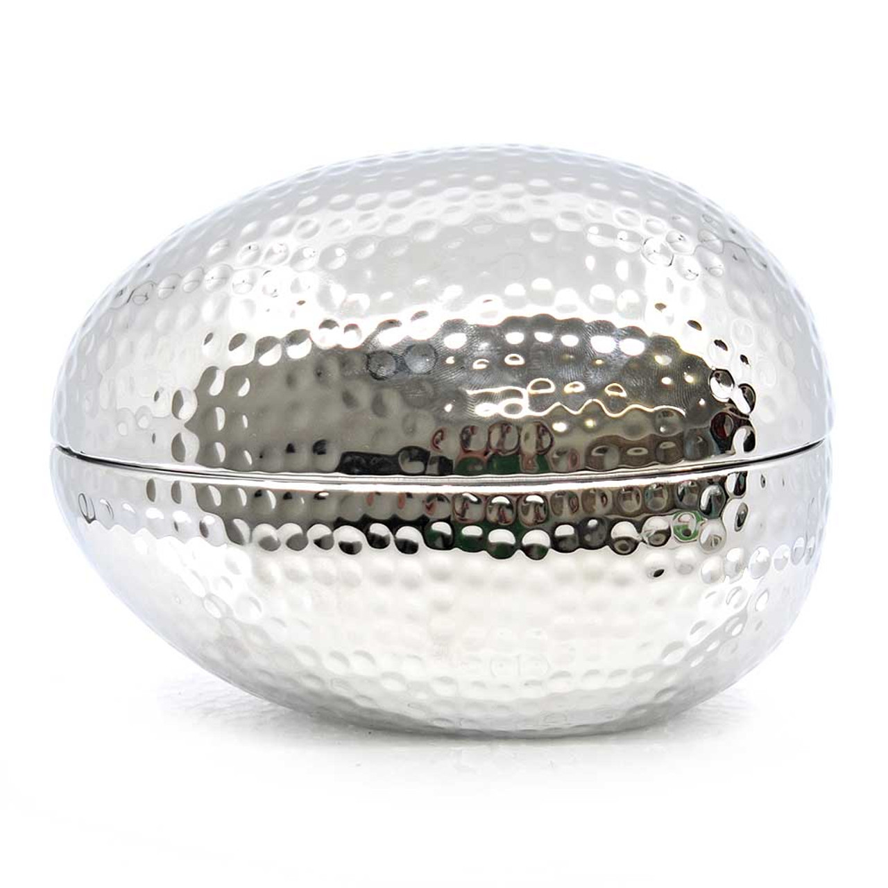 White Silver Ceramic Egg Box - Side View