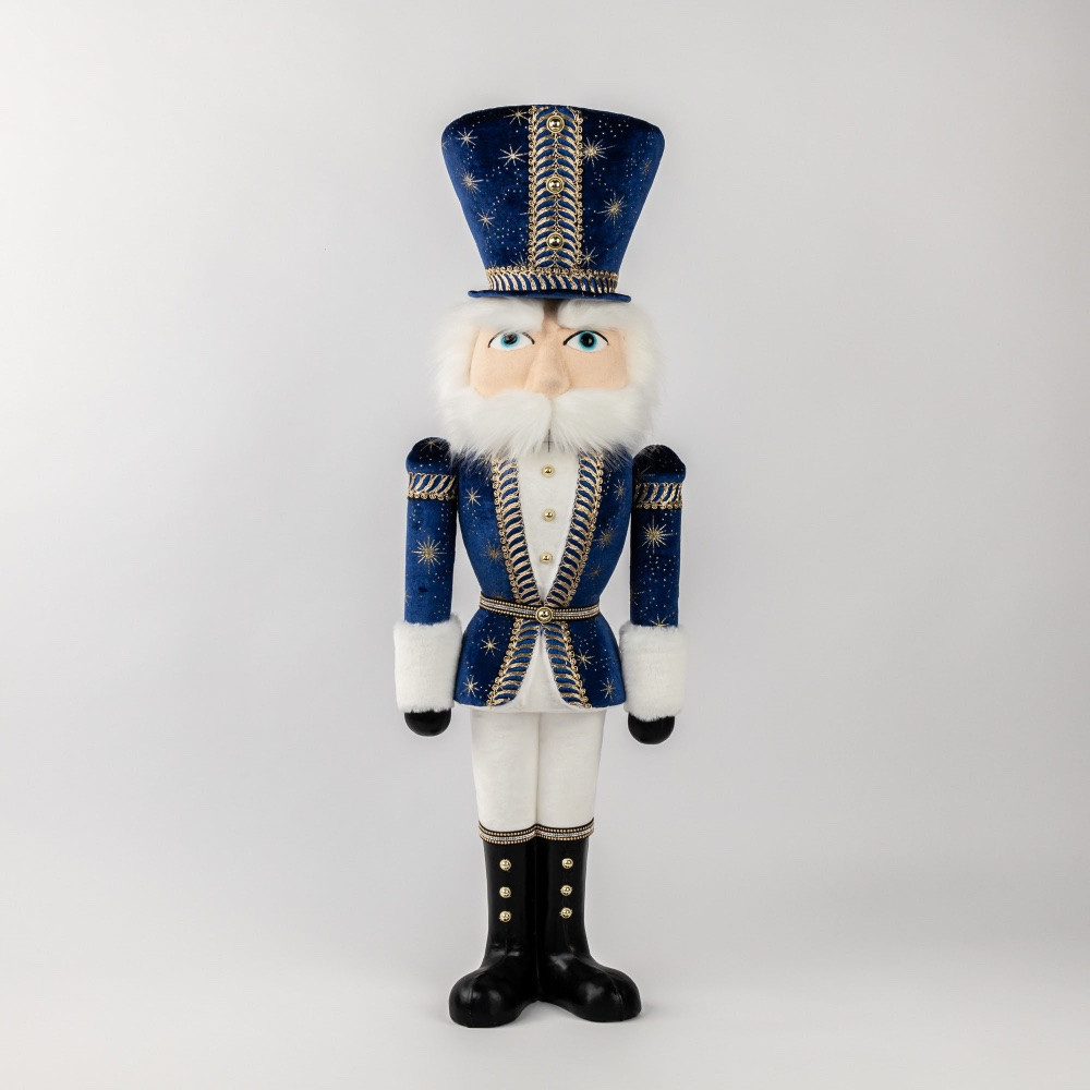 Large Blue and White Nutcracker with Gold Trim