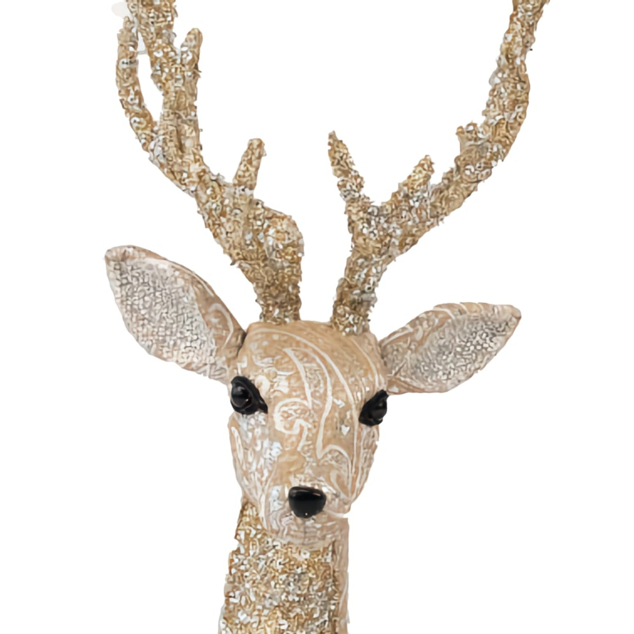 Gold Cream Natural Sitting Deer - 41cm - Christmas Elves
