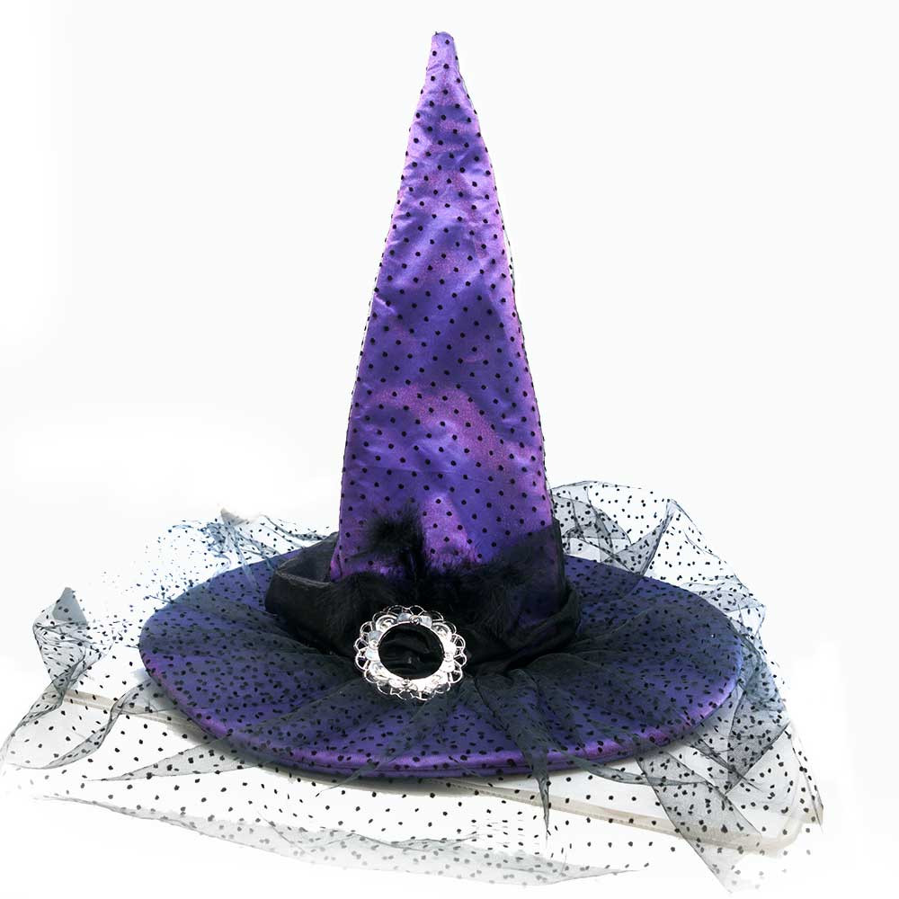 Witches Hat Purple Black Hat - 53cm 