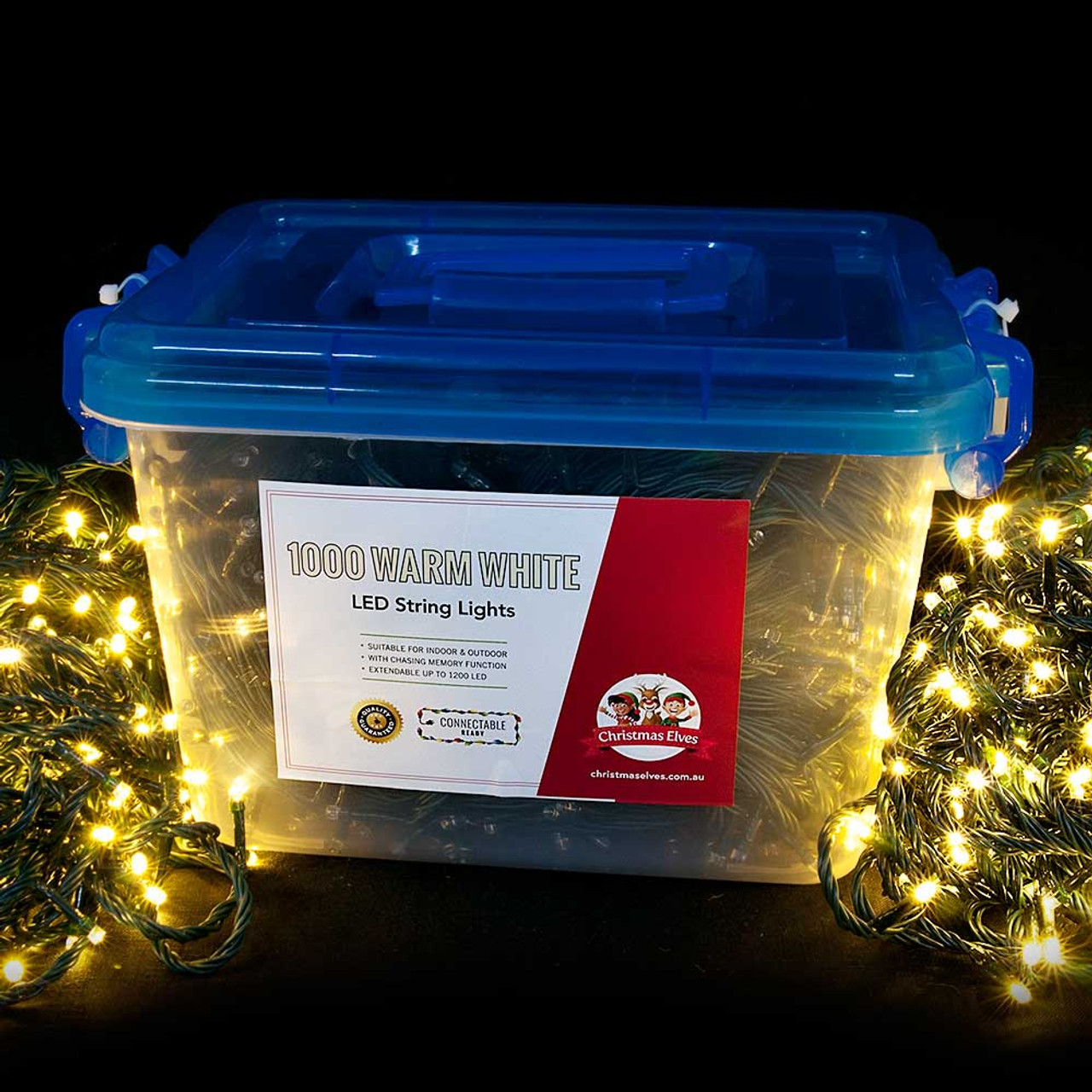 1000 LED String Lights Warm White - Green Wire 