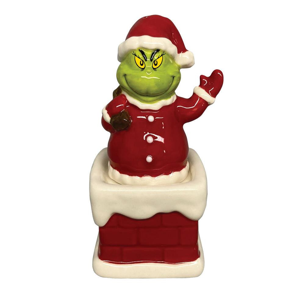 Dr Seuss Santa Grinch in Chimney Salt and Pepper (Set of 2)
