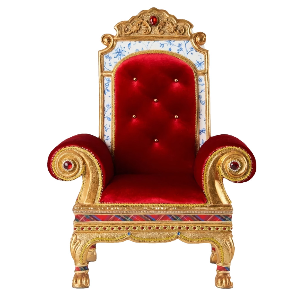 Katherines Collection Red Velvet Chinoiserie Santa Chair 
