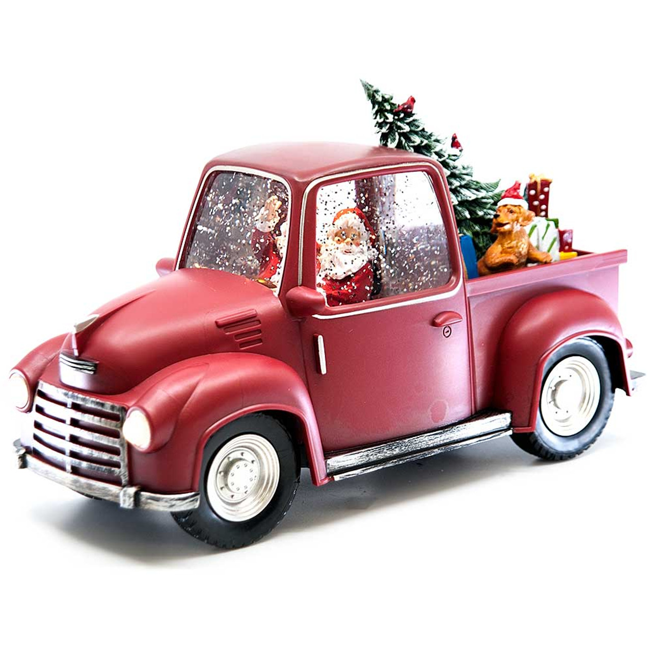 Santa in Red Pickup Ute with Tree Water Lantern